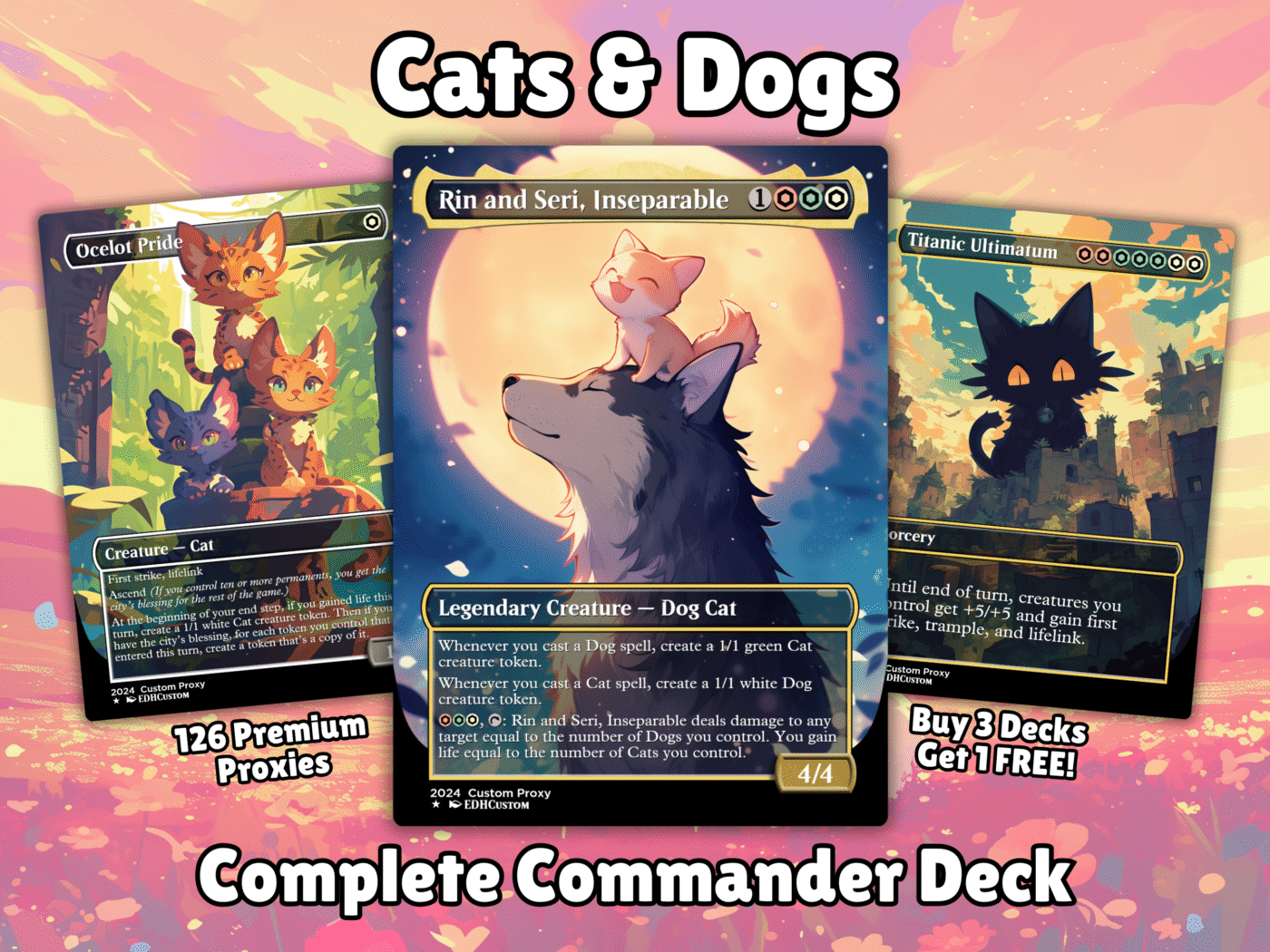 Cats & Dogs MTG Proxy Commander Deck 1 Cats and Dogs mtg Rin and Seri mtg proxy commander deck