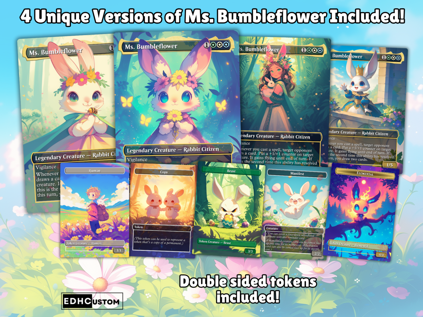 Group Hug MTG Proxy Commander Deck 2 BUNNIES CHIBI EASTER DECK